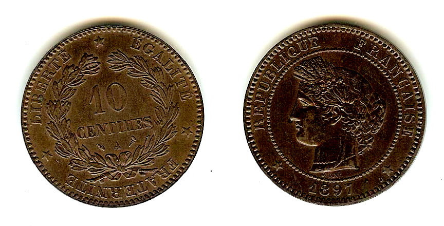 10 centimes Cérès 1897 Paris SPL